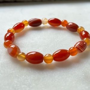 Orange and Red Agate Bracelet